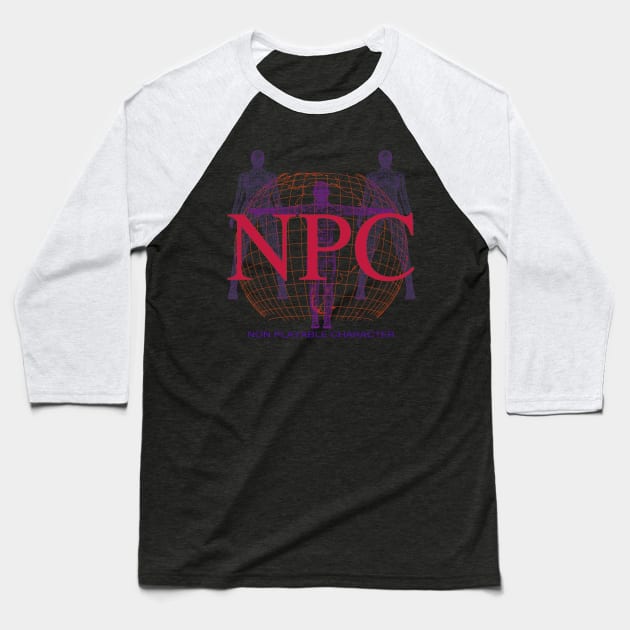 NPC - Retro Y2K Computer Graphic (non playable character) 2 Baseball T-Shirt by blueversion